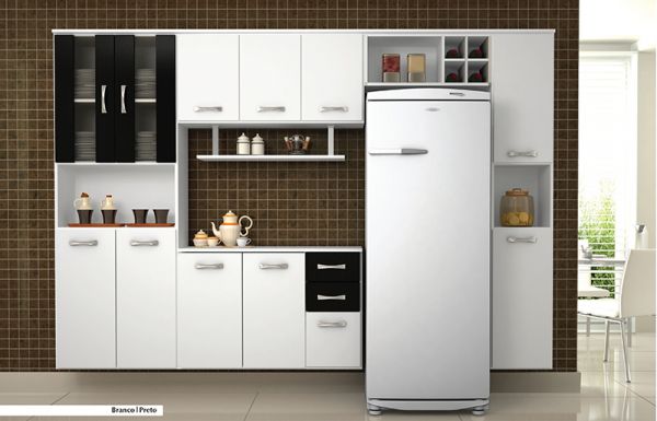 Armário cozinha 5 pç preto e branco 007