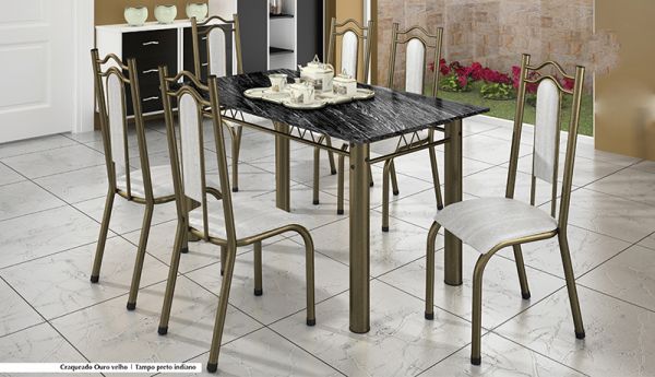 Mesa craqueado 6 cadeiras