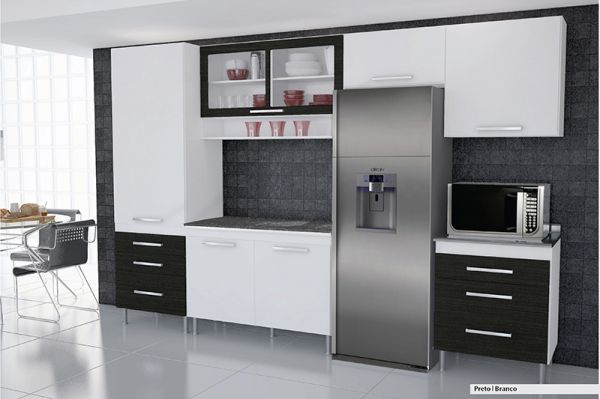 Armário cozinha 6 pç preto e branco 002